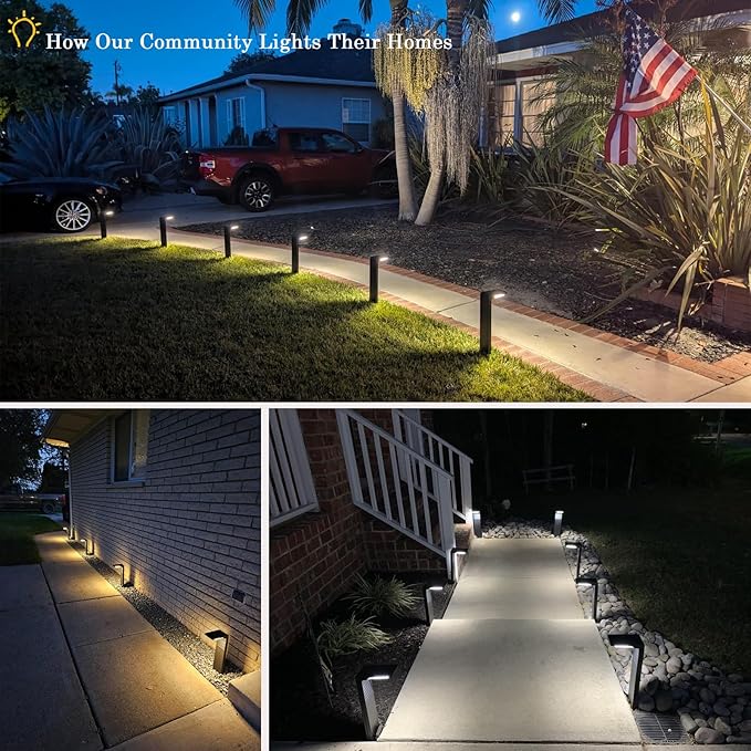 Solar Pathway Lights 4 Pack with Warm White and Cool White Mode, Modern Solar Path Lights Outdoor Waterproof, Perfect Solar Lights for Backyard, Lawn, Driveway, Walkway, Garden Decorative.
