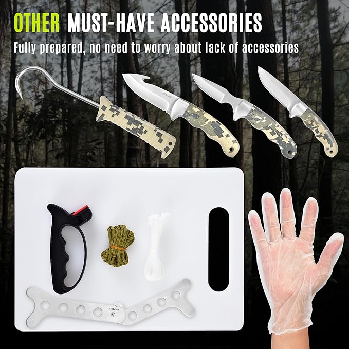 Jellas Professional 13-Piece Hunting Gear Set | Field Dressing & Game Processing Kit | Includes Fixed Blade, Bone Saw, Gut Hook, Boning Knife, Skinning Blade & Heavy-Duty Case