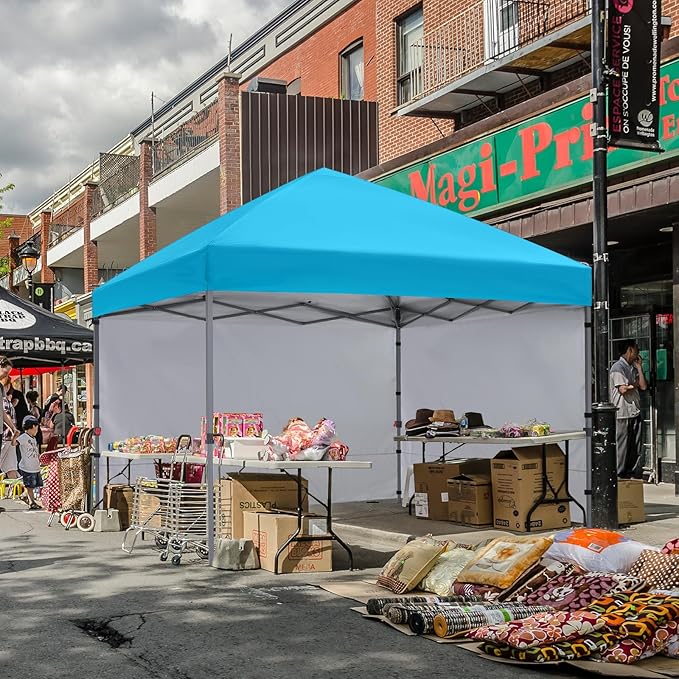 COOSHADE Pop Up Canopy Tent 8x8 with 2 Sidewalls, Outdoor Shade Instant Canopy Tents, Sky Blue