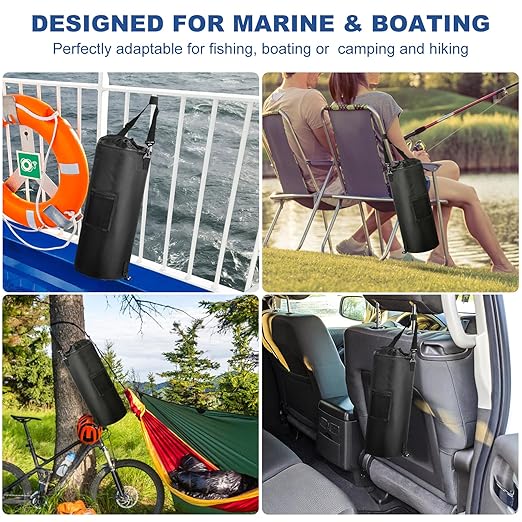 Waterproof Boat Trash Can with 6 Clips, 13 Gal Boat Trash Bag Holder with Pocket, Reusable Fast Cleaning Pontoon Boat Accessories, Marine Boat Garbage Can for Fishing, Sandbar, or Camping