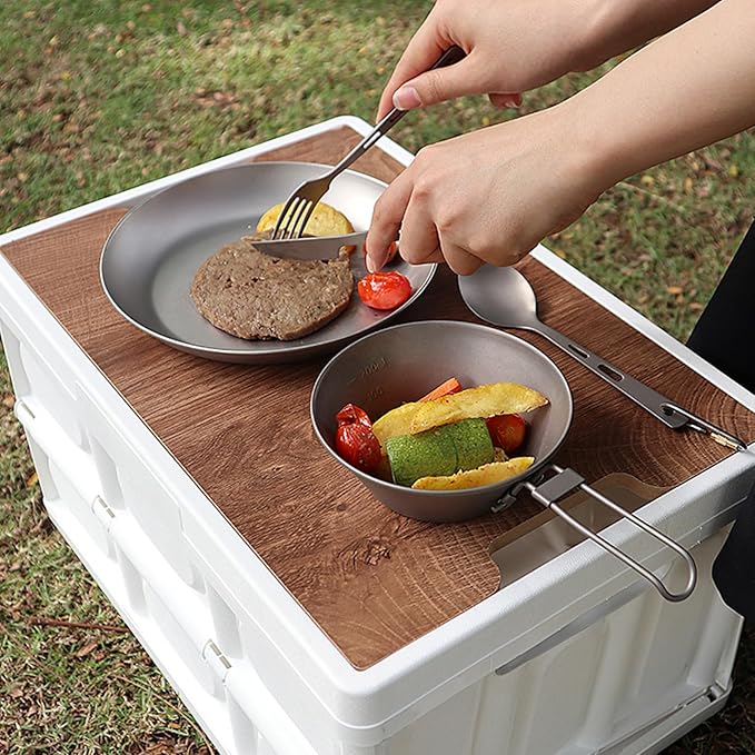 Titanium Flatware Knife Fork Spoon Set Camping Utensils Carrying Bag Cutlery