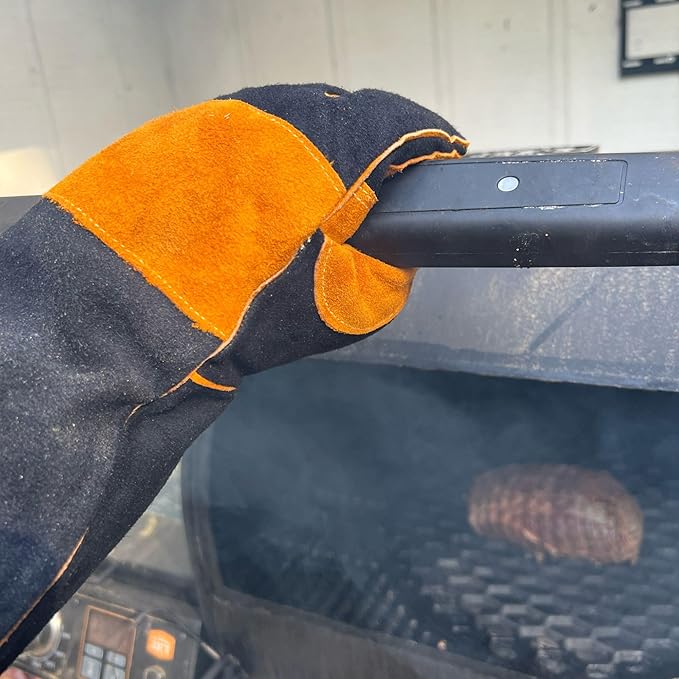 Grill Armor Welding Gloves – 16inch 932℉ - Leather Forge/Mig/Stick – Heat/Fire Resistant Gloves, Mitts/Pot Holders For Oven, Grill, BBQ, Furnace, Stove, Fireplace, Tig Welder, Animal Handling Glove