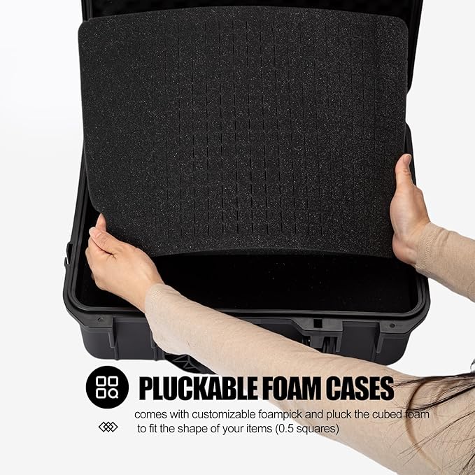Hard case Waterproof Hard Case with DIY Customizable Foam Insert Portable Protective Case with Knife for Camera Drones Equipments Tools Test Instruments 16.9''x13.7''x5.9''