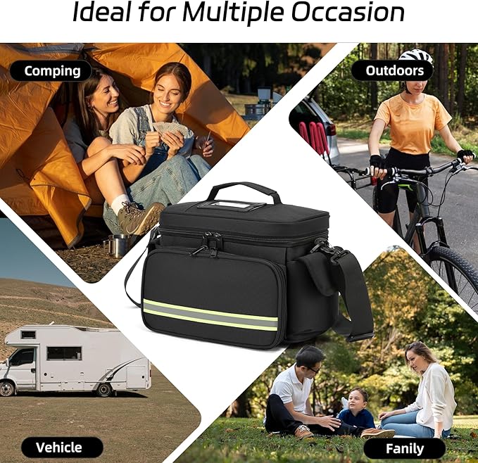 First aid Bag Black one Layer Empty Medical Bag Home Health Empty First Aid Storage Bag Medical Supplies Emergency Responder for Nursing Student,Therapist,Doctors