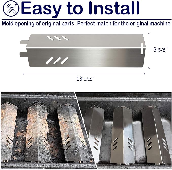 Gas Grill Heat Plates Stainless Steel BBQ Parts Replacement Backyard Grill Accessories BY14-101-001-01, BY13-101-001-11, BY16-101-002-05, GBC1429W-C, GBC1429W, Uniflame GBC1329W, GBC1403W, 3 Pack