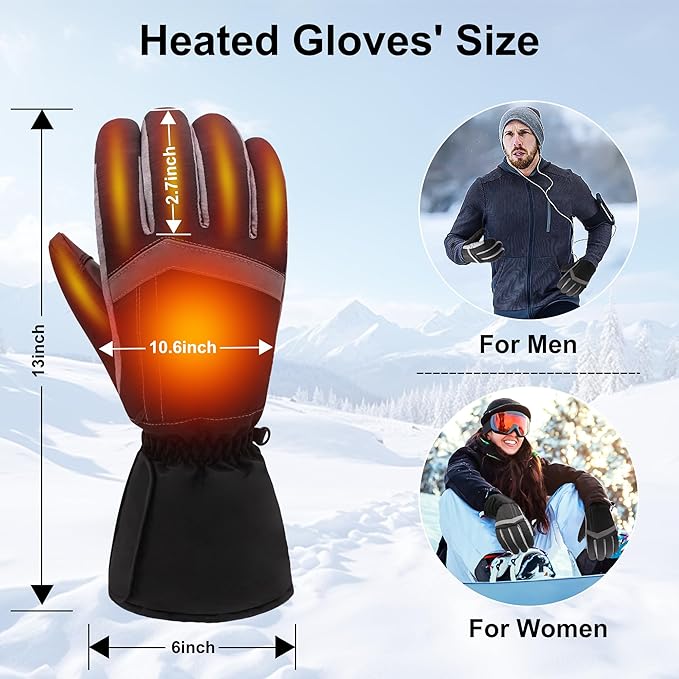 MMlove USB Heated Gloves for Men Women, Touchscreen, Waterproof, Outdoor & Indoor Hand Warmers for Climbing,Motorcycling,Skiing