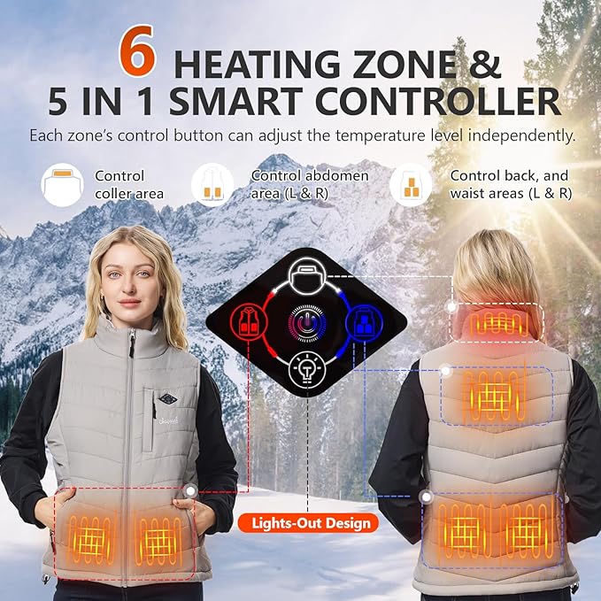 Women’s Heated Vest with Battery Pack Included, 7.4V Smart Washable Rechargeable Electric Lightweight Heating Vest