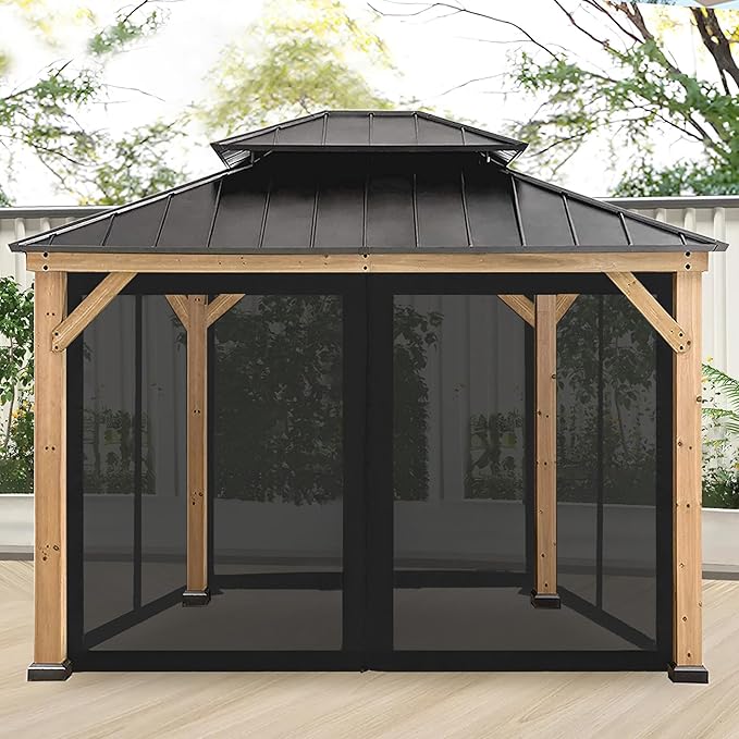 CoastShade Universal Replacement Canopy Mosquito Netting Screen Sidewalls Only for 10' x 10' Gazebo Canopy,Black