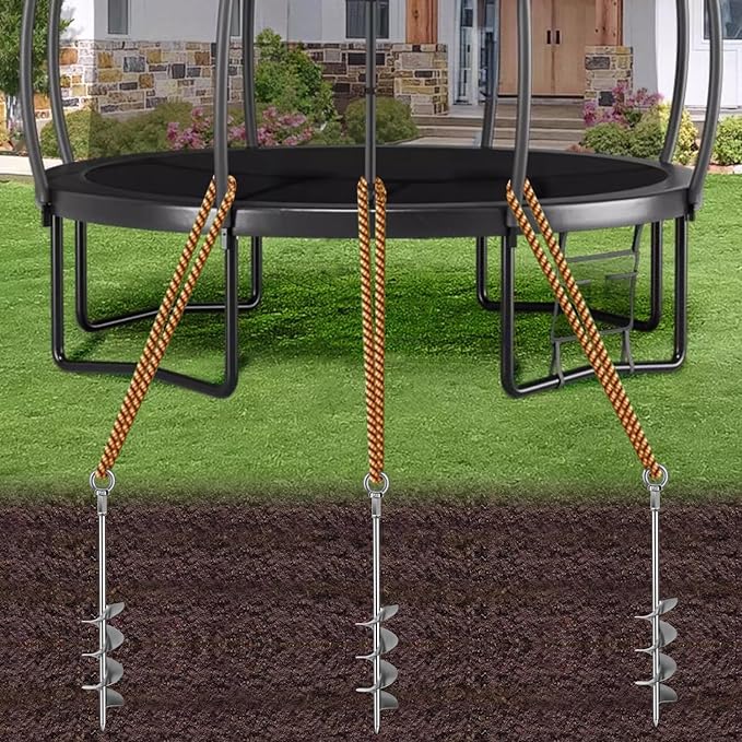 18 inch Fully Welded Ground Anchor Screw in Heavy Duty Earth Anchors Set for Mobile Home, Swing, Trampoline Tent Anchors Wind Resistant Tree Stakes and Supports with Drill Socket, 6 Pack