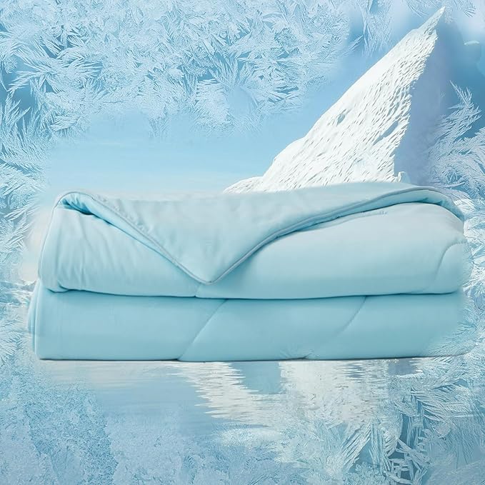 MorroMorn Cooling Comforter for Hot Sleepers & Night Sweats - IceyRest Cold Touch Technology, Lightweight Summer Blanket All-Season Breathable Silk Smooth (Ice Blue, King Size 104"x90")