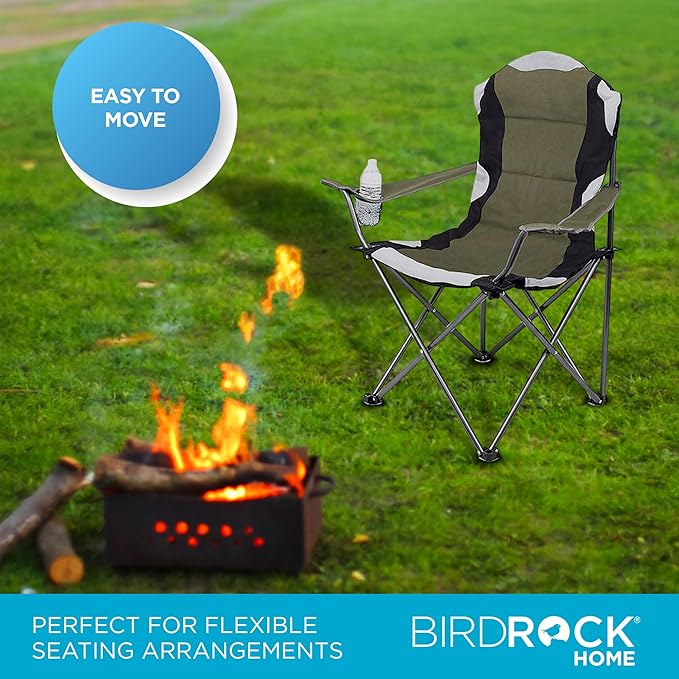 Internet's Best Padded Camping Folding Chair | Outdoor | Green | Sports | Cup Holder | Comfortable | Carry Bag | Beach | Quad
