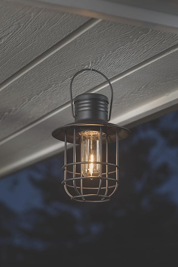 BL820 Battery-Operated LED Filament Style Lantern Outdoors Either Hanging or Standing, with Your Choice of 4, 6 or 8 Hour Automatic Timer