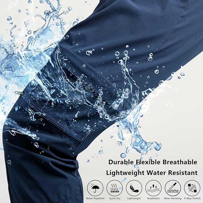 smawell Women's Hiking Pants Convertible Lightweight Zip-Off Outdoor Pants Quick Dry Joggers with Pocket