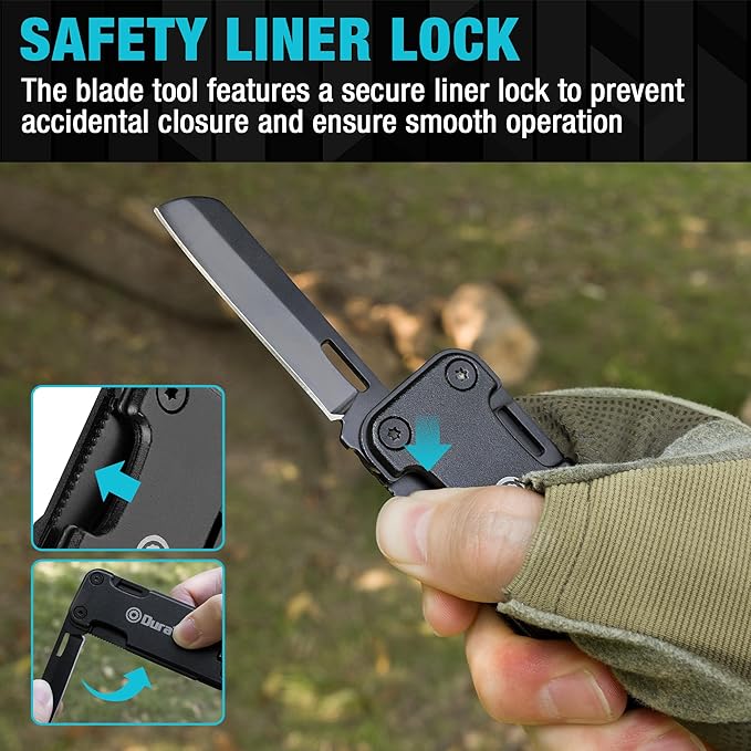 DuraTech 16-in-1 Multitool Knife, Compact EDC Pocket Tool with Locking Blade, Magnetic Bit Holder, 6 S2 Screwdriver Bits, Bottle Opener & Rope Cutter – Ideal for Camping, Hiking, Survival