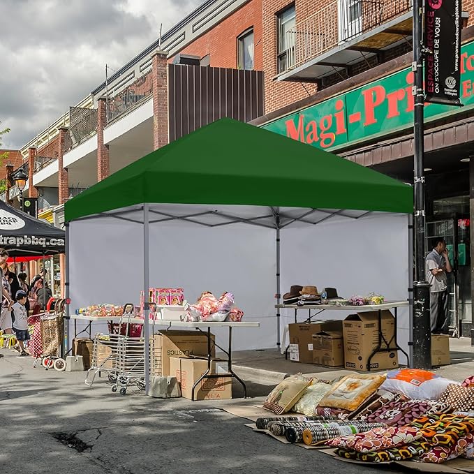 COOSHADE Pop Up Canopy Tent 10x10 with 2 Sidewalls, Outdoor Shade Instant Canopy Tents, Forest Green