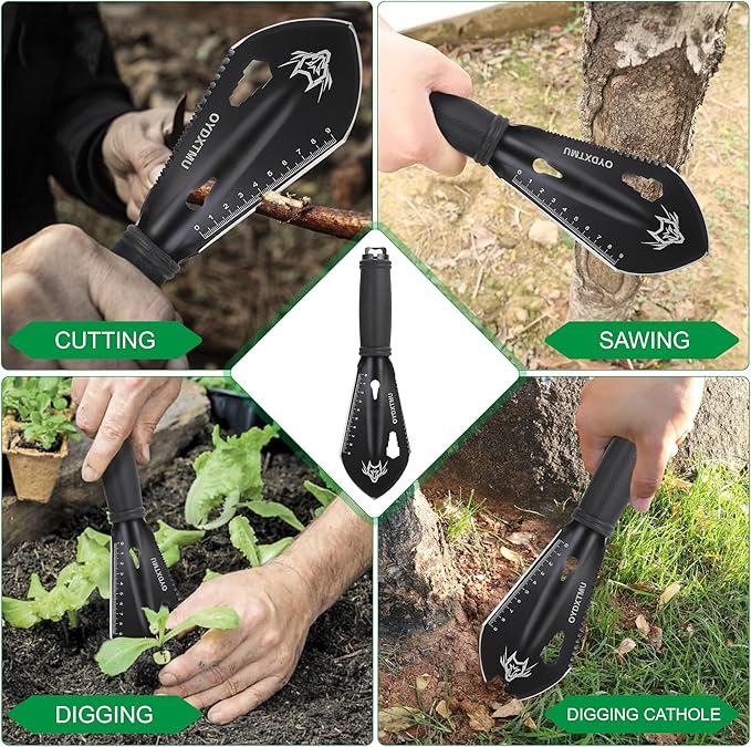 Small Camping Shovel, 9 in 1 Mini Hand Shovel,Tactical Mini Hand Shovel, Portable Backpacking Hiking Trowel,Ultralight Compact Multitool for Digging, Gardening, Outdoor Camping, Survival