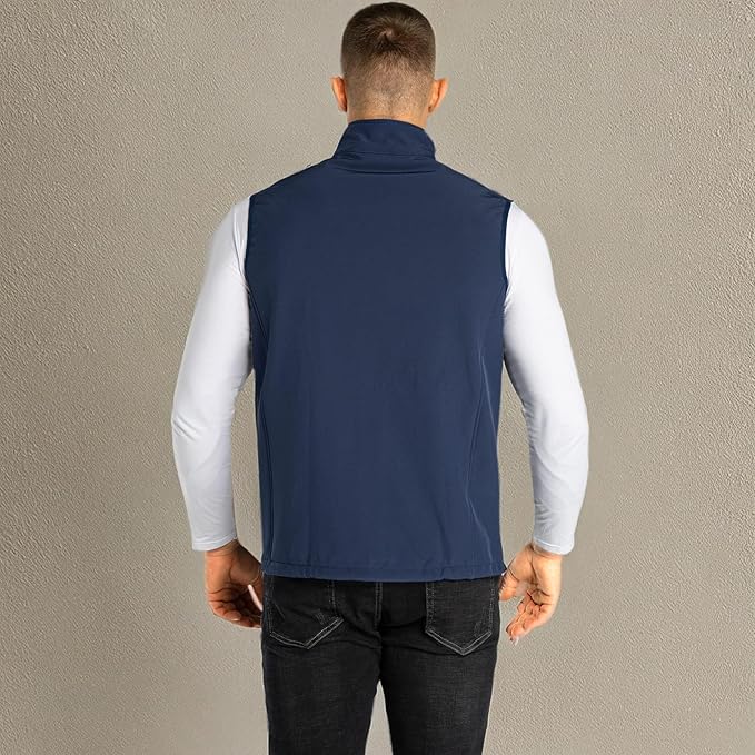 33,000ft Men's Lightweight Softshell Vest Outerwear Zip Up Fleece Lined Windproof Sleeveless Jacket for Golf Running Hiking