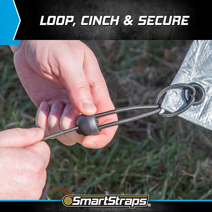 SmartStraps Adjustable Toggle Ball Bungee Cord, Adjust Tension And Length From 2-12” – Great To Keep In Your Car, Boat And Workshop (pack of 8)