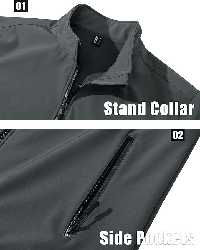 MAGCOMSEN Men's Fleece Lined Softshell Jacket Waterproof Windbreaker Rain Jacket for Tactical Hiking