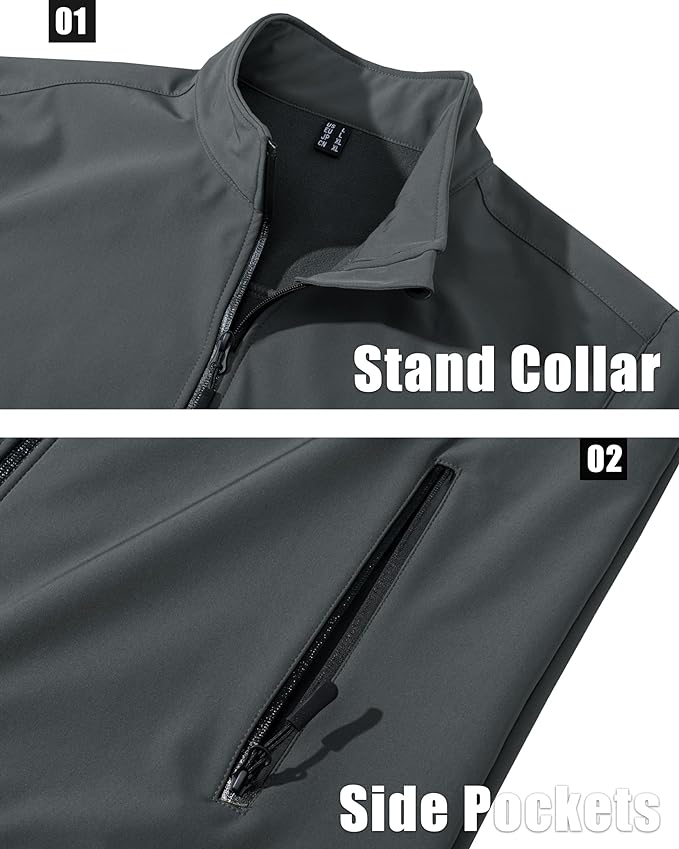 MAGCOMSEN Men's Fleece Lined Softshell Jacket Waterproof Windbreaker Rain Jacket for Tactical Hiking