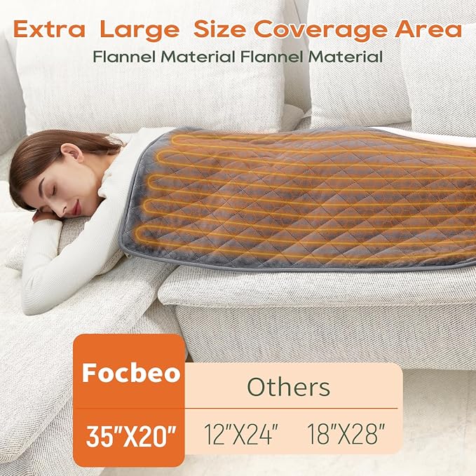 Electric Heating Pad for Pain Relief - 35"x20" King Size, Soft Velvet, Moist & Dry Heat, Adjustable Temperature, Auto Shut-Off, Machine Washable, Ideal for Back, Neck, Shoulder & Menstrual Cramps
