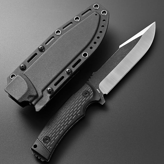 GTK3 Fixed Blade Knife AUS-8 Steel Blade Nylon Fiberglass Handle Full Tang EDC Tool Knifes for Outdoor Camping Survival Adventure Bushcraft (black)