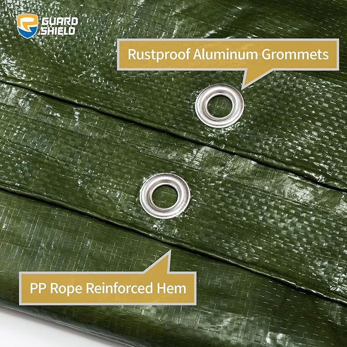 GUARD SHIELD Green Tarp Waterproof 10x10 Feet Medium Duty All Purpose Poly Tarps Cover 7mil