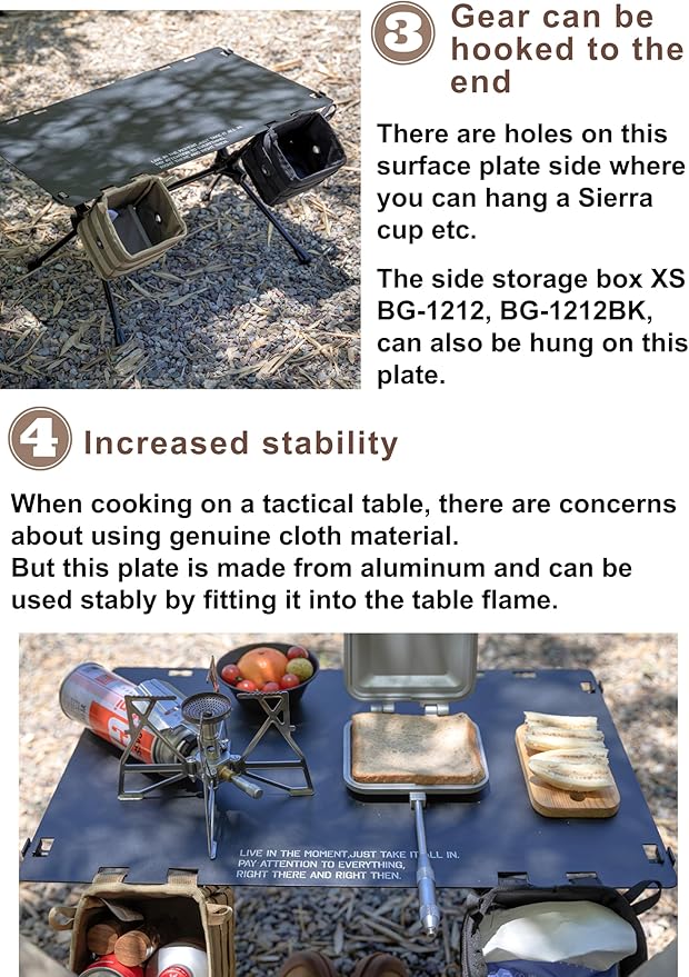 camping moon Hard Top Plate Aluminum Alloy for Tactical Table One Black T-510-TB