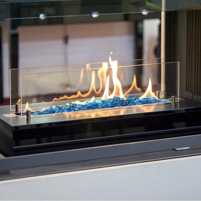 Stanbroil 10-Pound Fire Glass - 1/2 inch Polygon Fire Glass for Fireplace Fire Pit and Landscaping, Aqua Blue