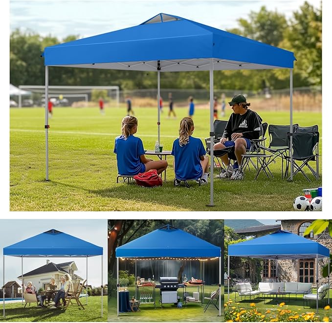 MFSTUDIO 10x10 Pop Up Canopy Tent, Gazebo Shelter Sun Shade Canopies Waterproof Patio Portable Popup Screened Tents for Beach,Parties,Camping,Blue