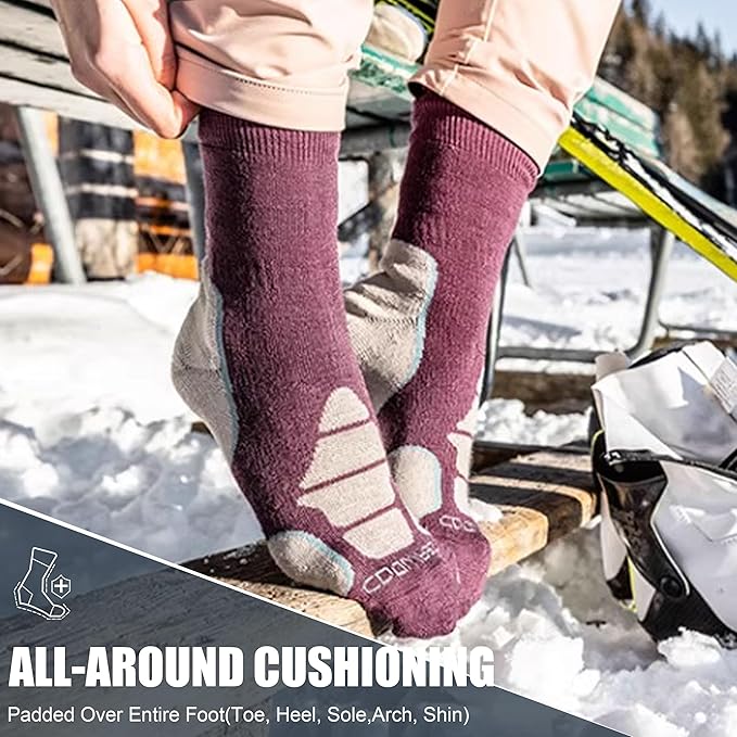 ZEAL WOOD Merino Wool Crew Hiking Socks for Women And Men with Full Cushion Moisture Wicking Walking Work Boot Socks