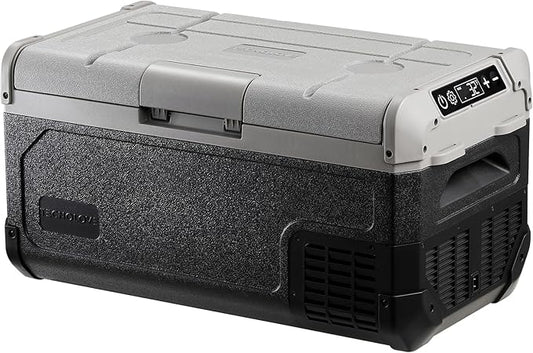 12V Car Refrigerator,32QT Portable Fridge Freezer with Blow Expansion Evaporator,-4℉~68℉ 12/24V DC & 120-240V AC Freezer Cooler for Truck RV SUV Camping Travel,Reversible Door