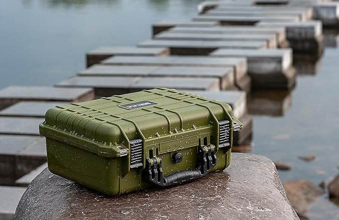MEIJIA Portable All Weather Waterproof Camera Case With Foam,Fit Use of Drones,Camera,Equipments,Pistols,15.98x12.99x6.85inches