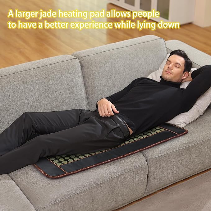 Far Infrared Heating Pad, Natural Jade and 2 Different Tourmaline Large Heating Pad, Electric Heating Pads for Back Abdomen, Auto Shut Off Function, 41.5" X 24",Father's Day Gifts