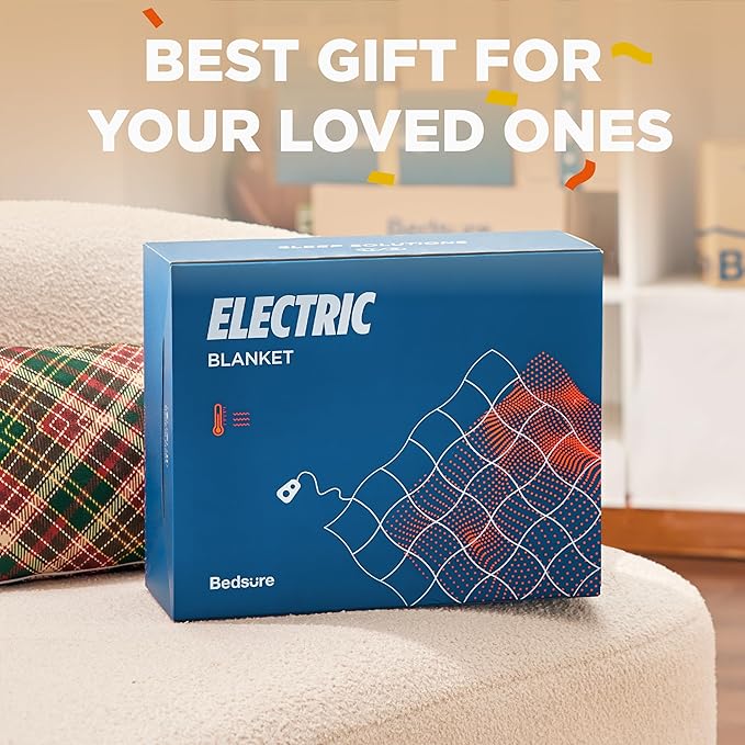 Bedsure Electric Blanket Twin - Faux Fur Sherpa Heated Blanket Twin Size, Fast Heating with 6 Heating Levels & 10 Time Settings, 8 Hours Auto-Off (62x84 inches, Navy)