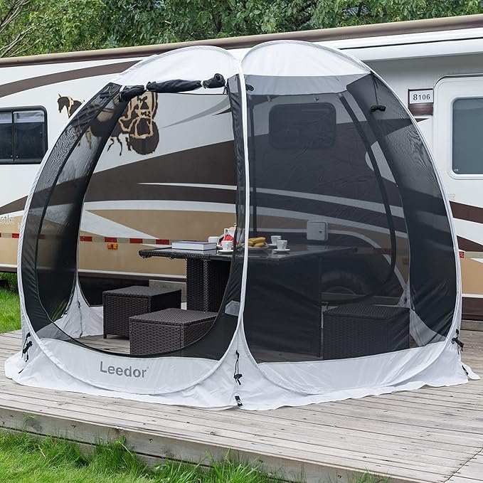 LEEDOR Pop Up Screen House, 6-10-15 Person Outdoor Screen Tent,Camping Screen Room with Carry Bag, Screened Gazebo with Mosquito Netting, Instant UV Resistant Sun Shelter for Garden, Patio, Backyard
