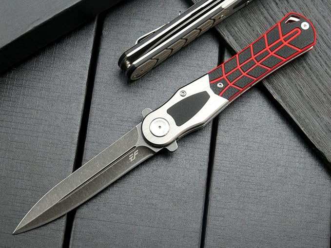 Eafengrow EF970 Folding Knife D2 Steel Blade G10 Handle EDC Tool Knife for Working Camping Hiking (Black)