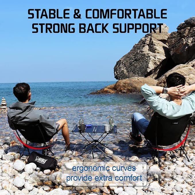 HIBLE Carbon Fiber Folding Camping Chair, Ultra-Light Portable Camp Chair for Hiking, Beach, Fishing, Stable Backpacking Chair (Supports 265 Lbs)