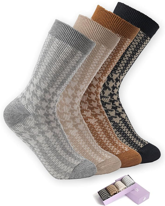 Womens Merino Wool Socks Cozy Warm Hiking Boot Socks Gifts for women,4 Pairs(Size 5-10)
