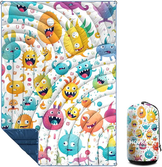 Camping Blanket,Puffy Printed Camp Blankets Lightweight Packable for Outdoor Camping,Traveling, Stadium, Hiking, Picnics