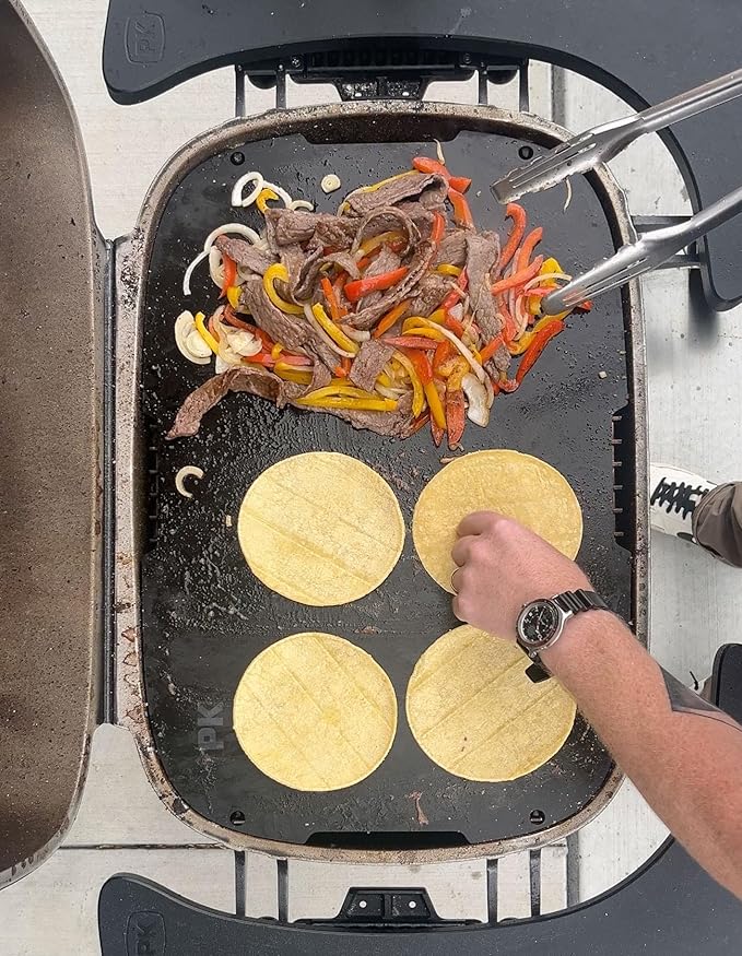 PK Grills Premium Precision-Cut Carbon Steel Grill Griddle for BBQ Searing, Grilling, & Sizzling, Barbecue Grilling Accessories, Universal size for Gas and Charcoal Grills