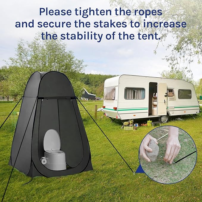 Taeku Pop Up Shower Tent, Large Privacy Dressing Room, Portable Sun Shade Canopy Outdoor Rain Shelters for Outdoor Shower, Toilet, and Changing Room (Black)