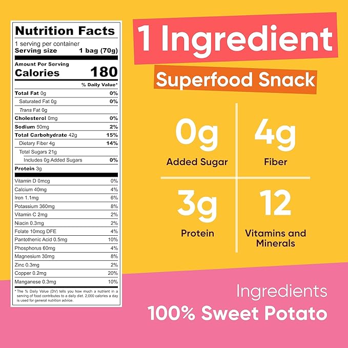 Yammy Dried Sweet Potato Sticks (5 Pack) - 1 Ingredient Healthy Asian Snack for Adults & Kids (Japanese, Korean, Chinese Food) - Vegan, Gluten-Free, 3g Protein, 4g Fiber, 12 Vitamins & Minerals, 2.5oz