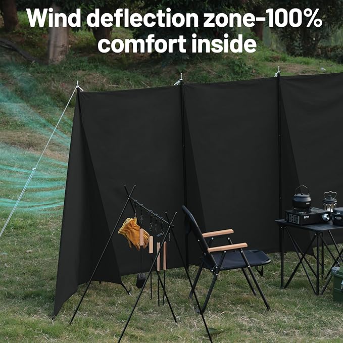 Wind Blocker Camping Windbreaks | Privacy Fence Stove Windshield Shelter | Portable Lightweight Windproof Sunshade for Outdoor Camping, Hiking, Picnic (Black)
