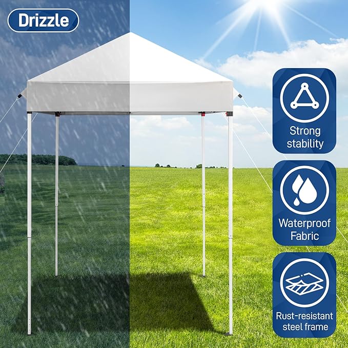 Outvita 5x5 Pop Up Canopy Tent, Ez Up Outdoor Canopy Tent Instant Shelter with Carry Bag Straight Legs Patio Balcony Porch Backyard Garden