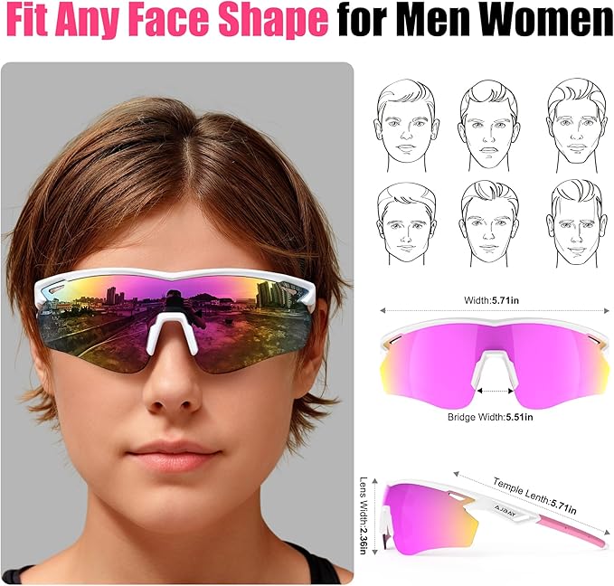 Polarized Sports Sunglasses for Men Women,Wrap Around Sun Glasses for Running Cycling Baseball Fishing Golf Hiking