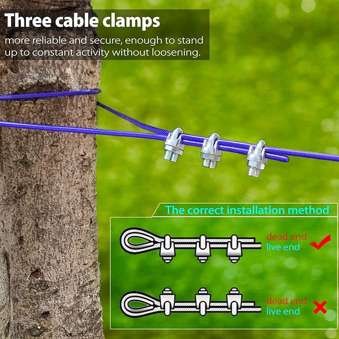 Patented Heavy Duty Tie Out Trolley System Zipline for Small to Large Dogs - 100ft Aerial Runner Cable and 10ft Run With 2 Patented Stoppers for Yard Camping Outdoor