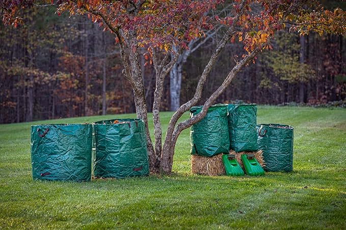 Gardzen 3-Pack 72 Gallon Yard Waste Bags, Reusable Heavy Duty Collapsible Garden Leaf Bags with Plastic Ring, Stand-Up Yard Waste Bin for Leaves, Lawn Debris & Grass Clippings