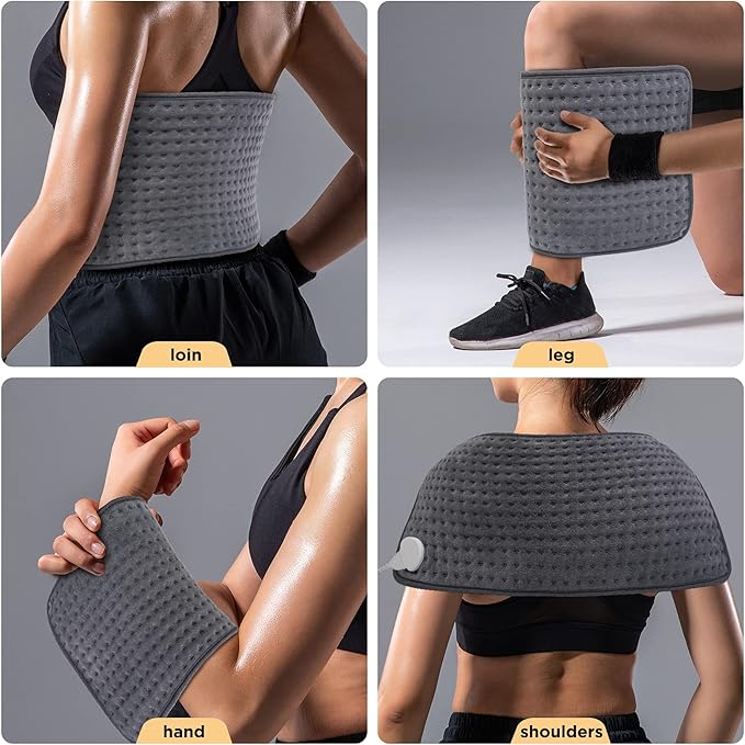 Large Electric Heating Pad for Back Pain and Cramps Relief Heat Therapy Pad for Shoulders Neck - Auto Shut Off & Fast Heating -Safety Heated Pad Fits Women and Men (12"x24")