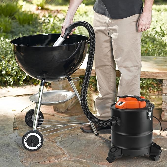 LIGO Ash Vacuum, 3.3 Gallon 1000W,Double Filtration, with 3 Swivel Casters,Blowing Funcation, Ash Dust Collector for Pellet Stoves & Wood Stoves,